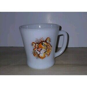 Fire King Ware Mug Anchor Hocking Milk Glass 8oz Tony the Tiger USA Made Vintage